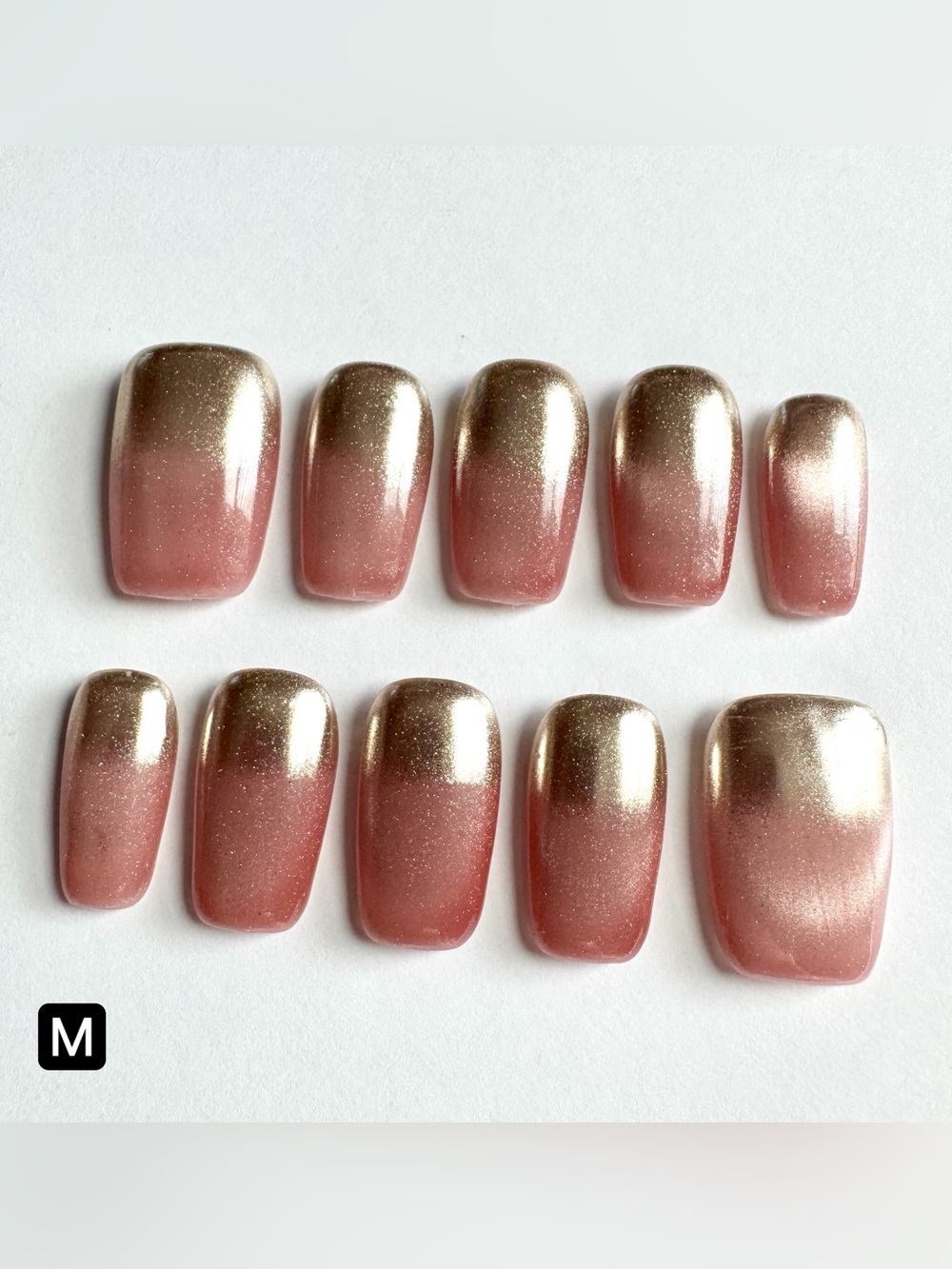 Shimmer Rose Gold and Gold Ombre Press-On Nails
